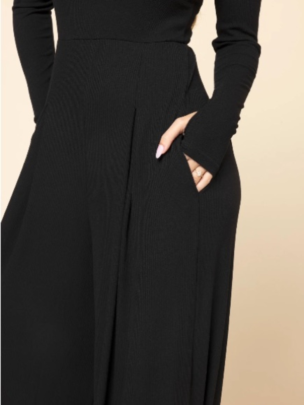 Elegant Black Long Sleeve jumpsuit with Pockets